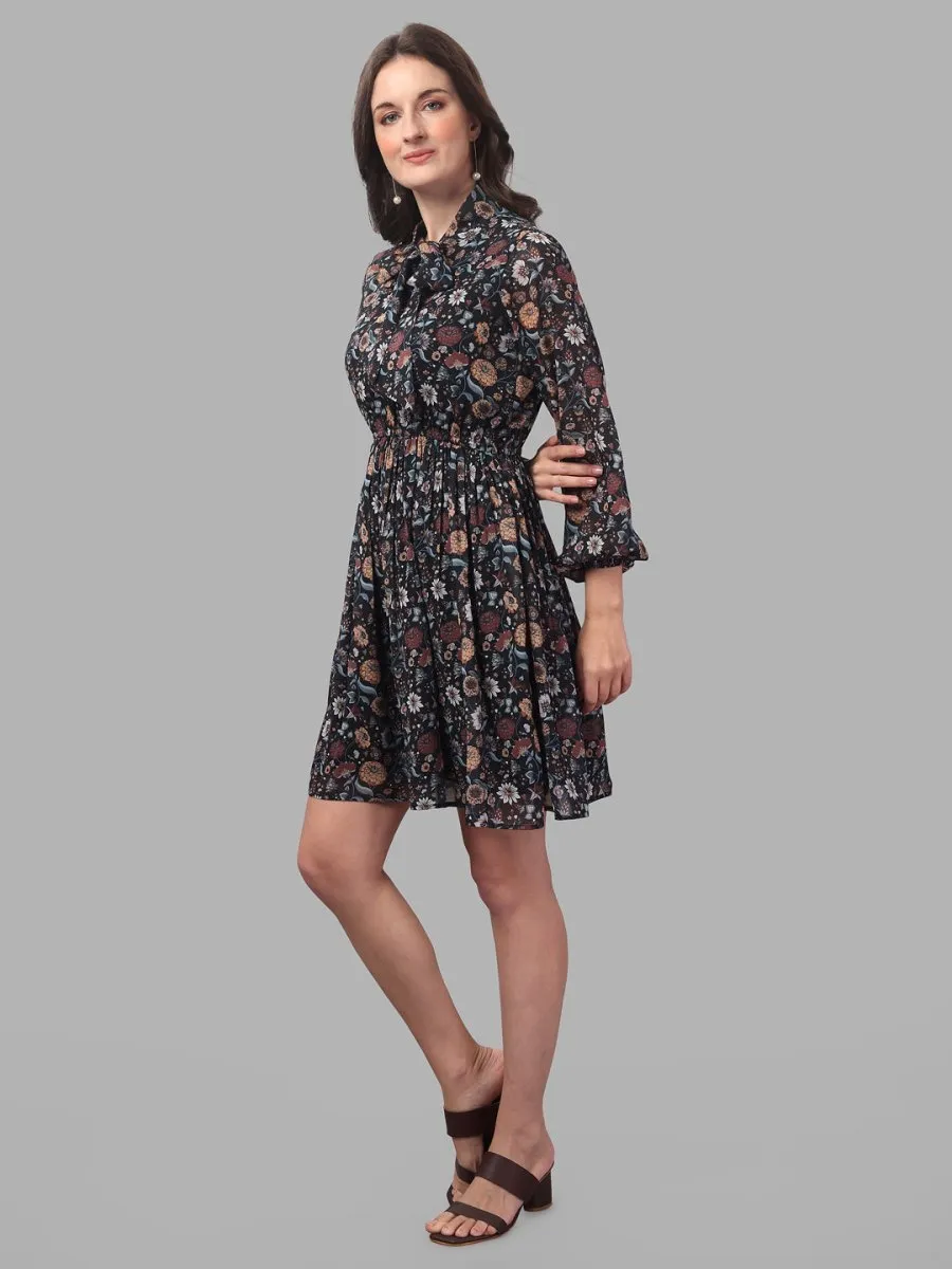 dresses for Women western wear floral Black