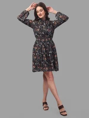 dresses for Women western wear floral Black