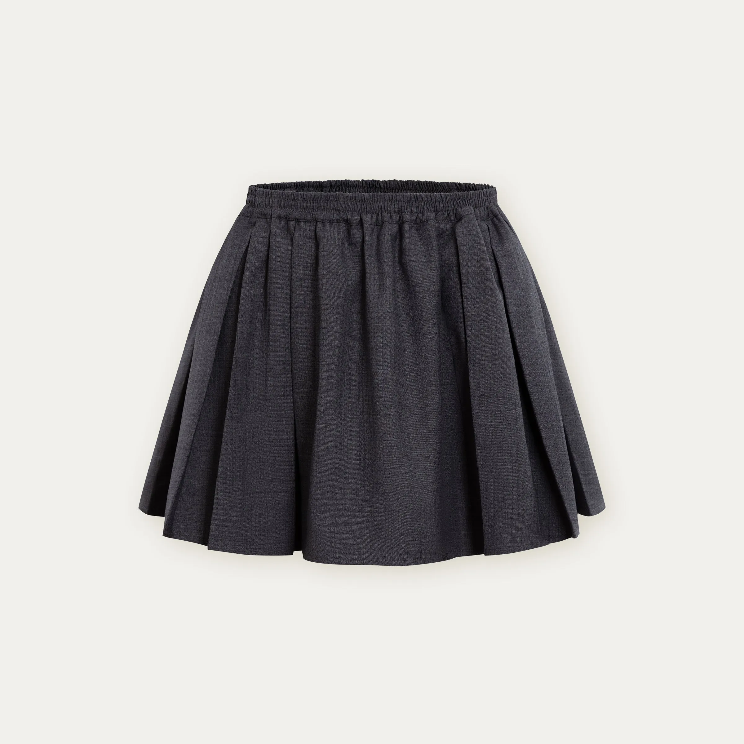 Elastic Waist Pleat Mini Skirt
