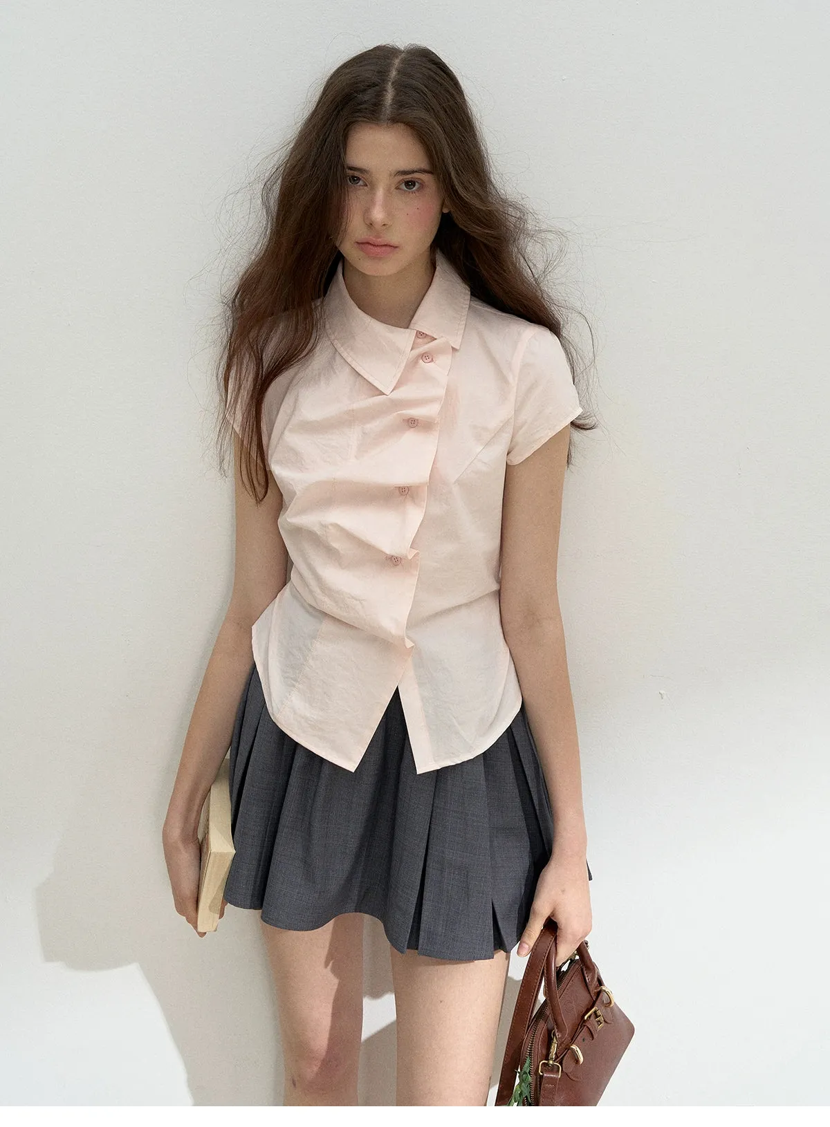 Elastic Waist Pleat Mini Skirt