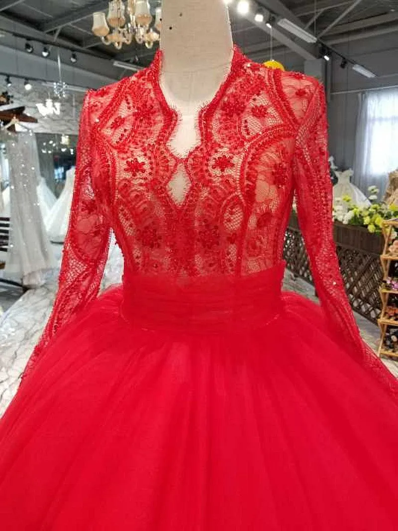 Elegant 2019 Quinceanera Dresses Full Sleeve Lace Beaded Navy Blue Tulle Puffy Ruffles Sweet 16 Dress Ball Gown