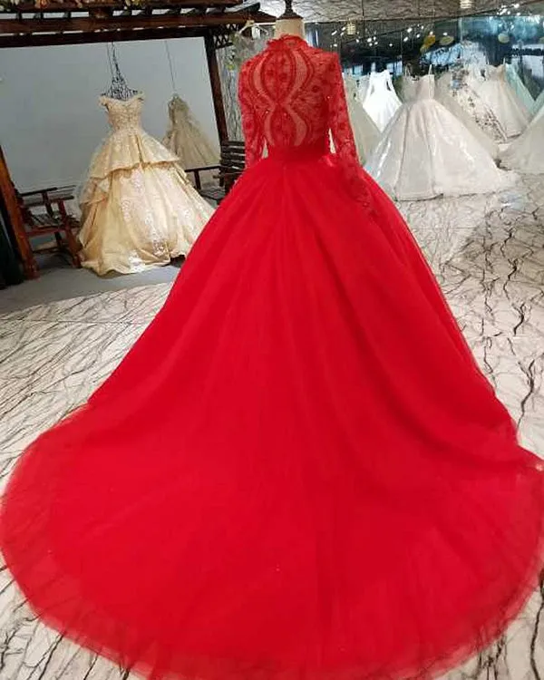 Elegant 2019 Quinceanera Dresses Full Sleeve Lace Beaded Navy Blue Tulle Puffy Ruffles Sweet 16 Dress Ball Gown