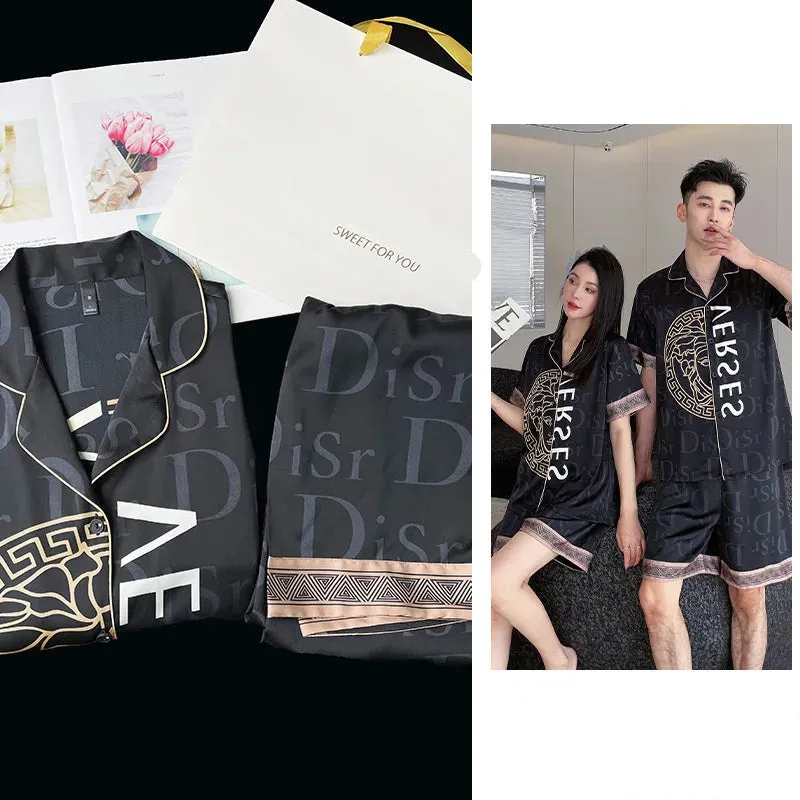 Elegant Couple Ice Silk Pajamas High-end Luxury