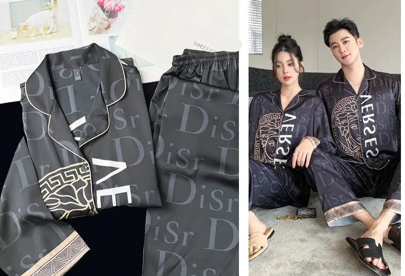 Elegant Couple Ice Silk Pajamas High-end Luxury