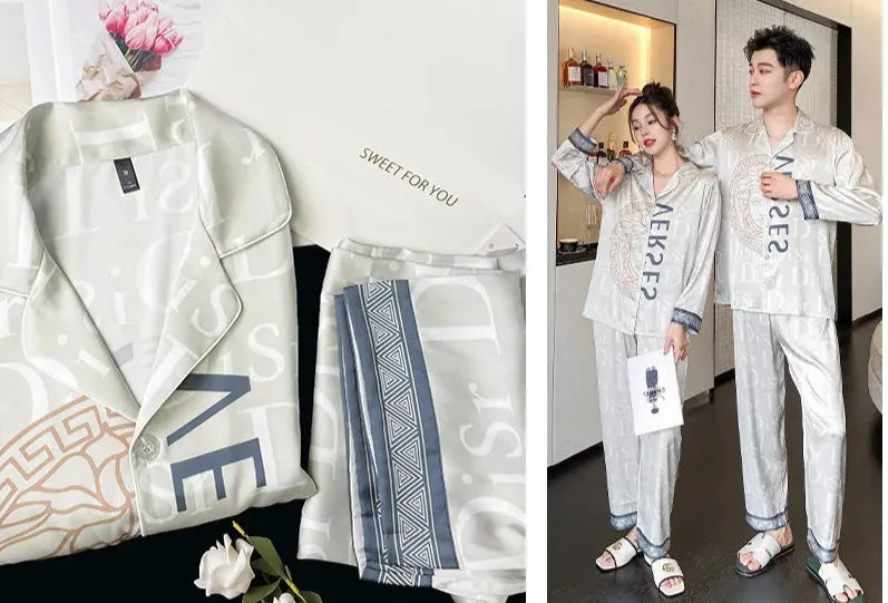 Elegant Couple Ice Silk Pajamas High-end Luxury