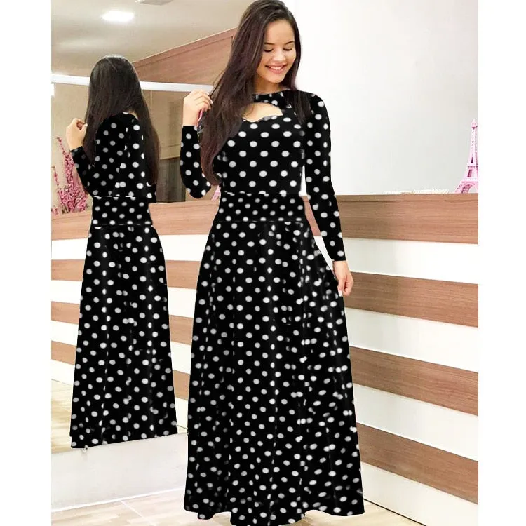 Elegant Spring Autumn Casual Bohmia Flower Maxi Dresses