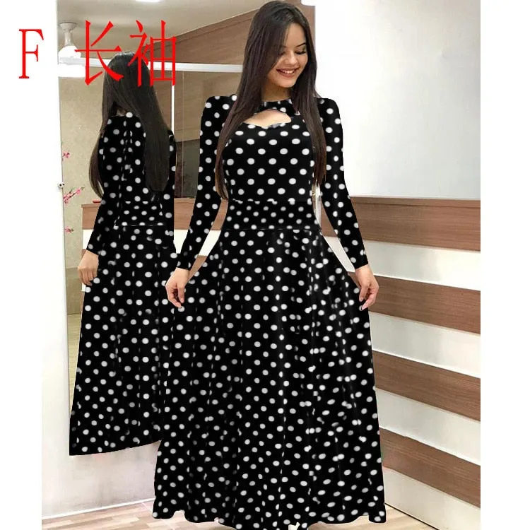 Elegant Spring Autumn Casual Bohmia Flower Maxi Dresses