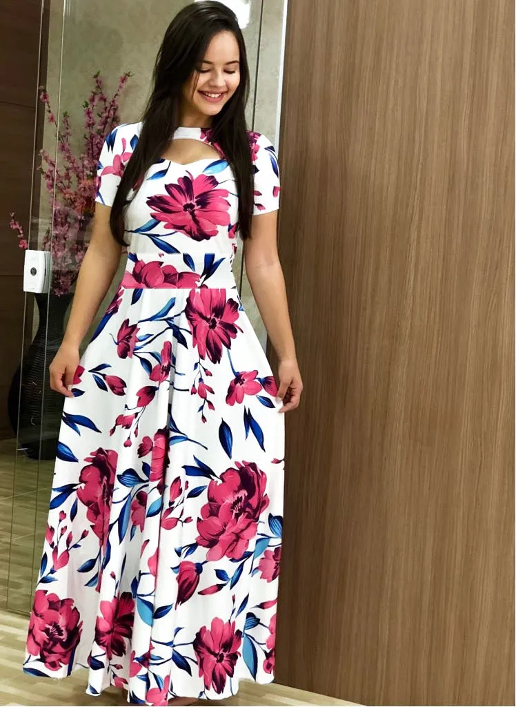 Elegant Spring Autumn Casual Bohmia Flower Maxi Dresses