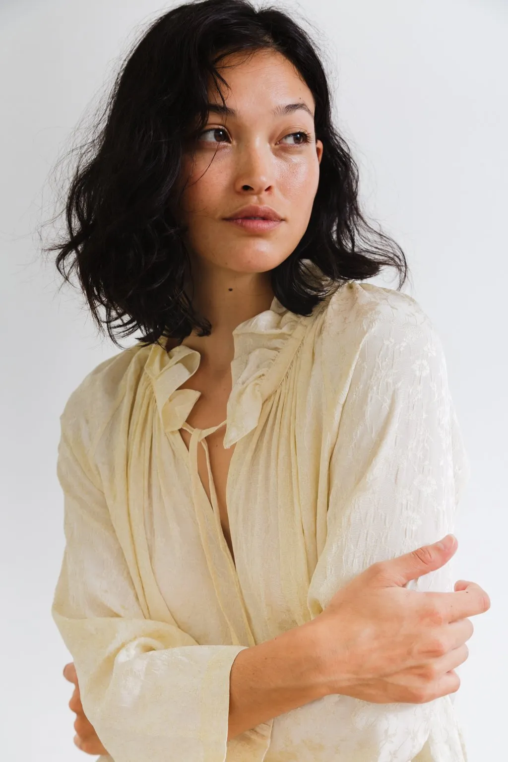 Elizabeth Top, Ivory Viscose Jacquard