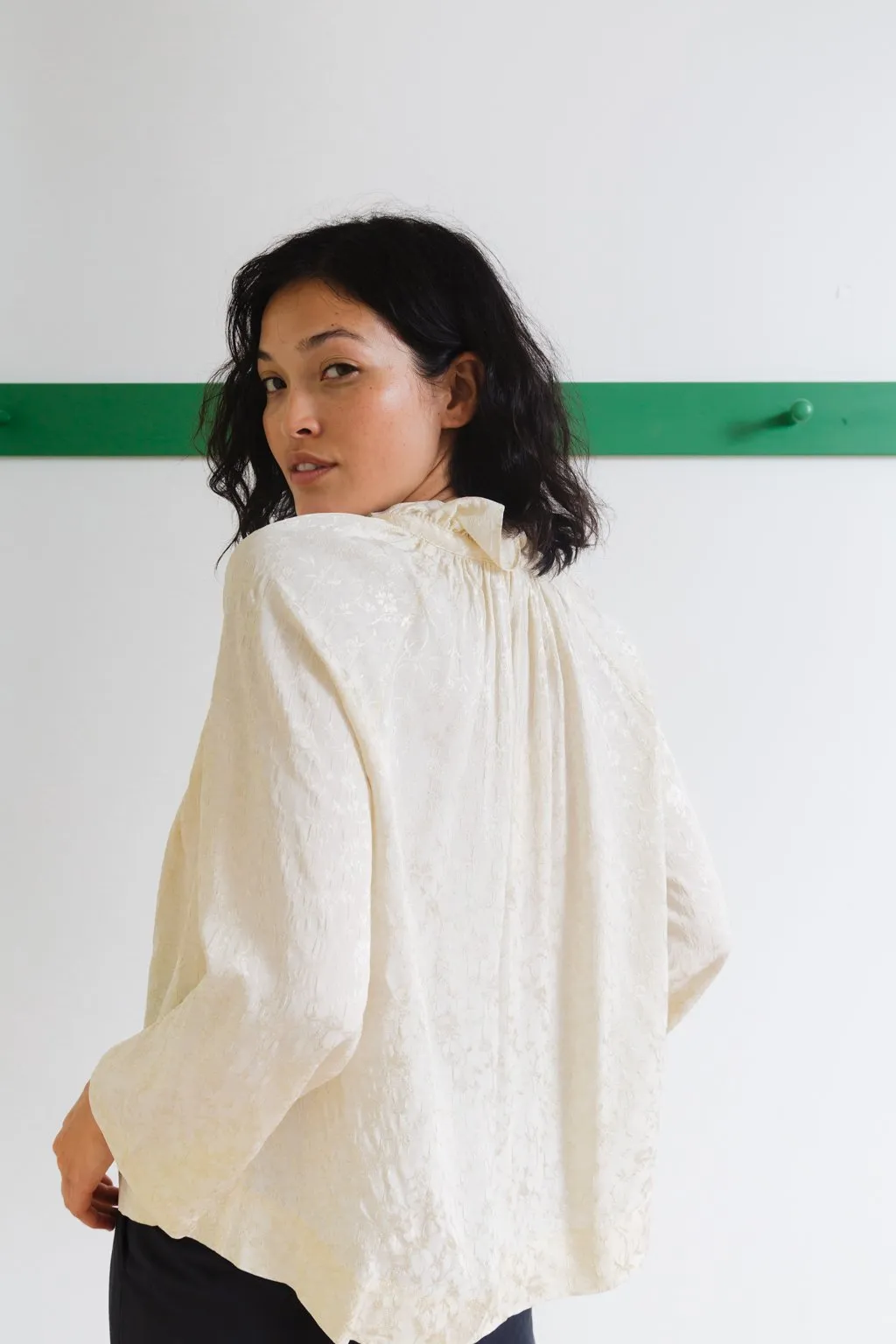 Elizabeth Top, Ivory Viscose Jacquard