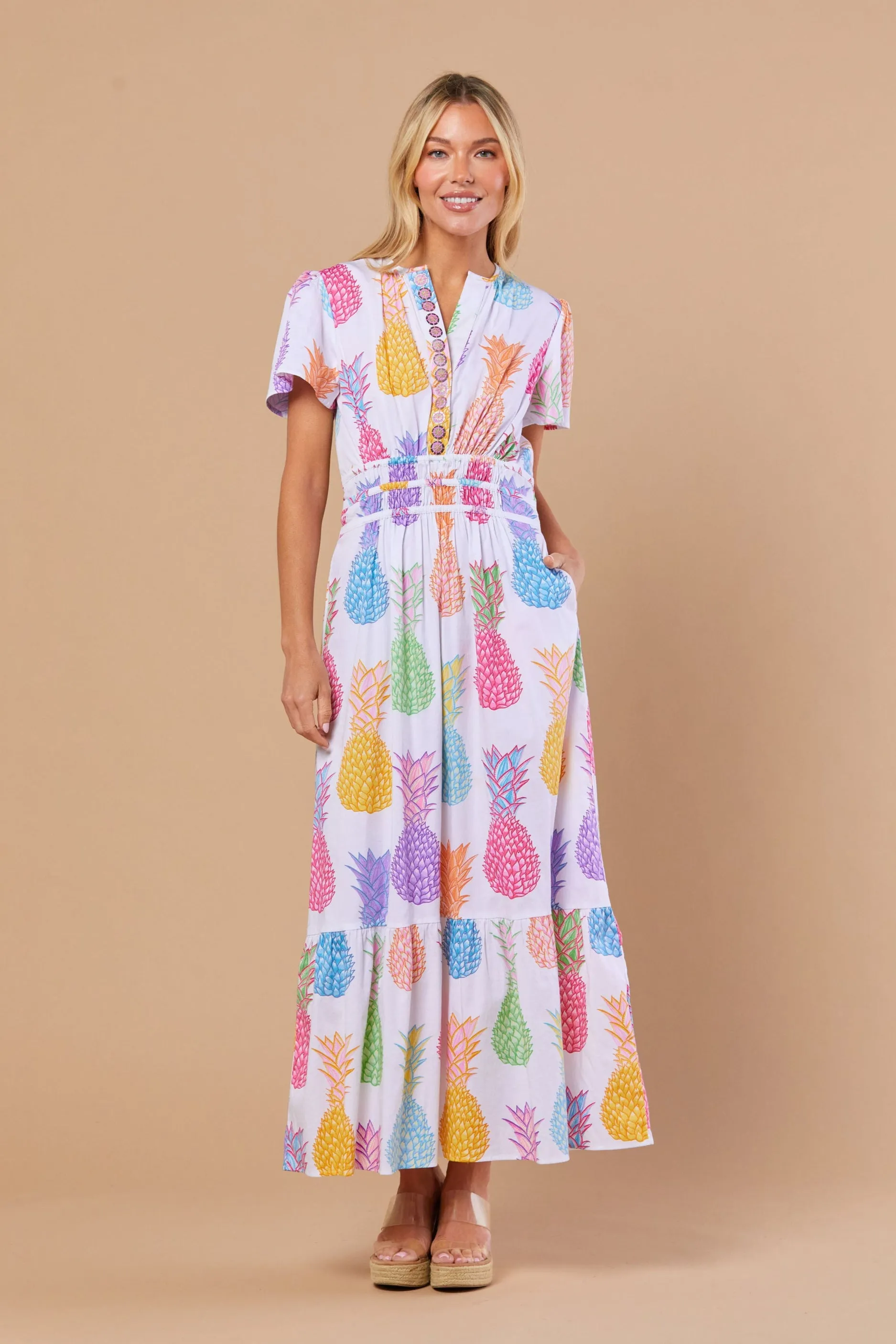 Eloise Dress in Rainbow Pineapple