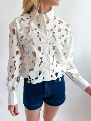 Eyelet Lace Button Blouse