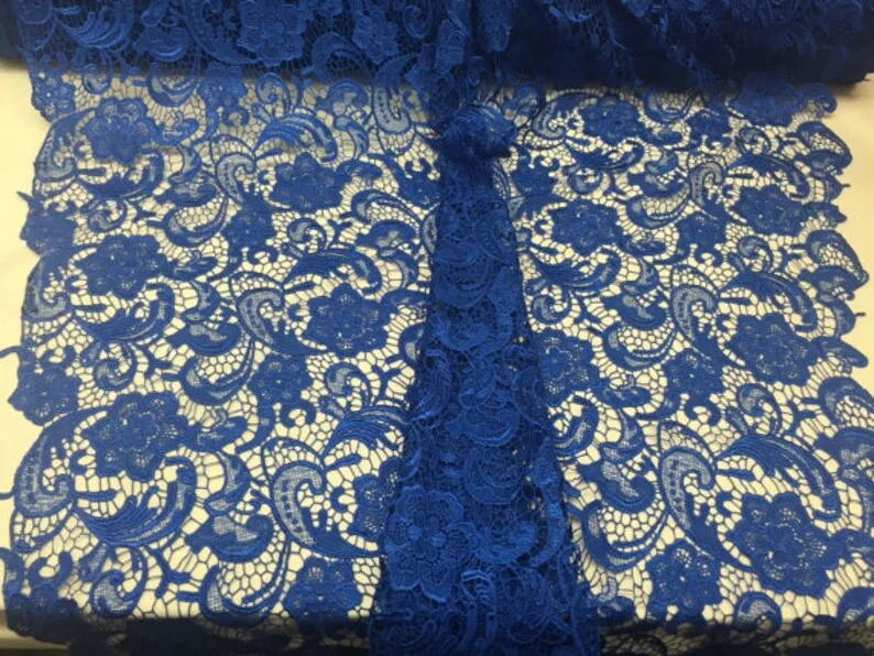Fascinating Royal blue light weight guipure design sold by the yard