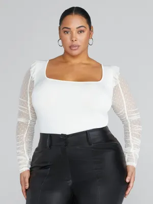Fashion To Figure - Aisha Swiss Dot Sleeve Knit Bodysuit