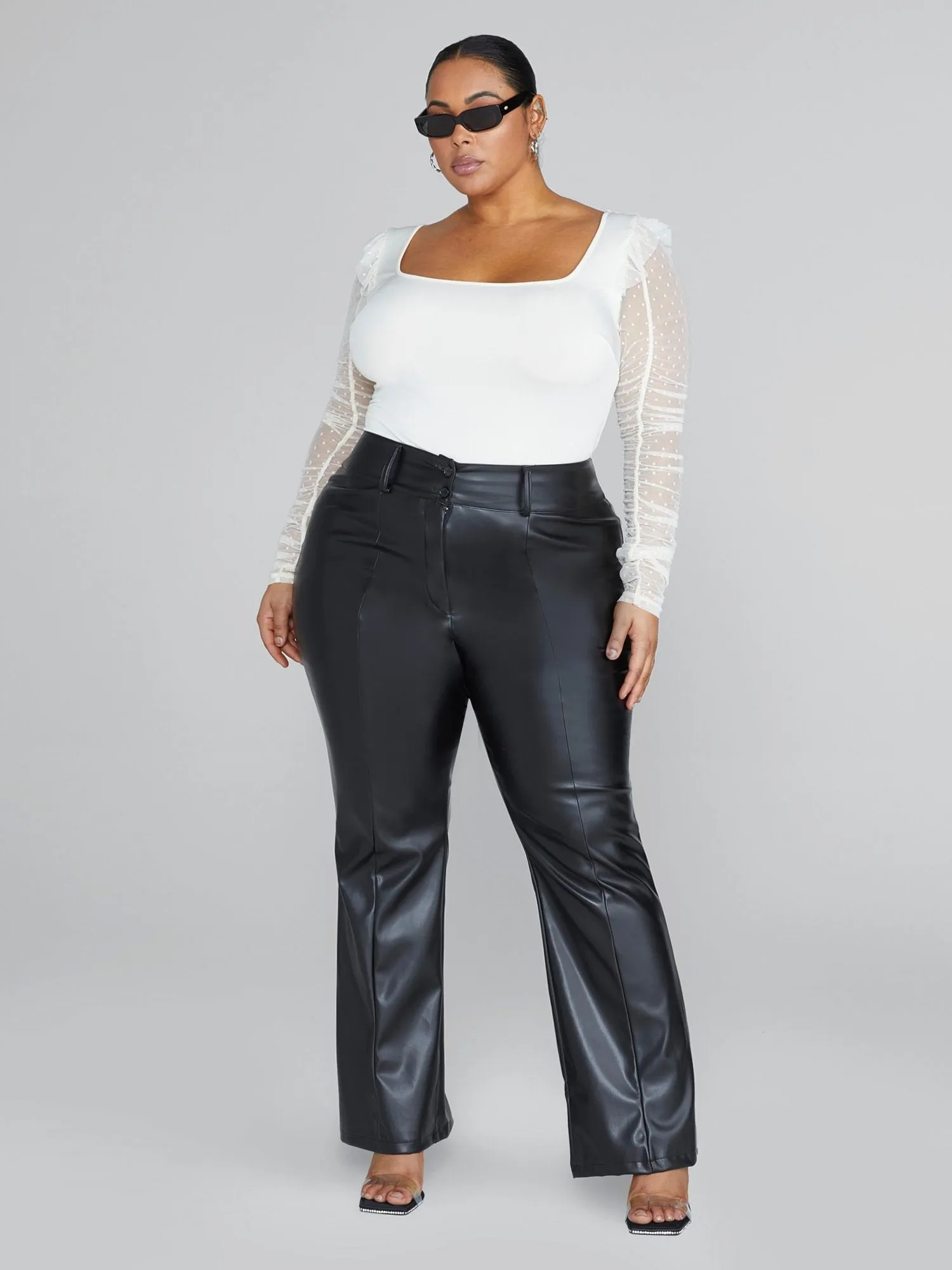 Fashion To Figure - Aisha Swiss Dot Sleeve Knit Bodysuit