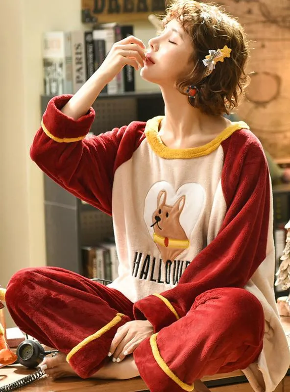 FLANNEL PAJAMAS WOMEN THICKENED LEISURE LADIES