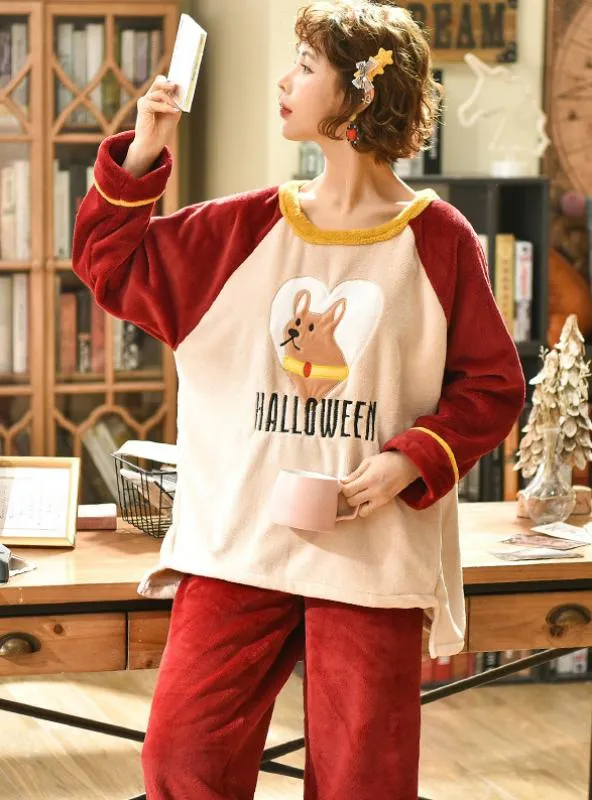 FLANNEL PAJAMAS WOMEN THICKENED LEISURE LADIES