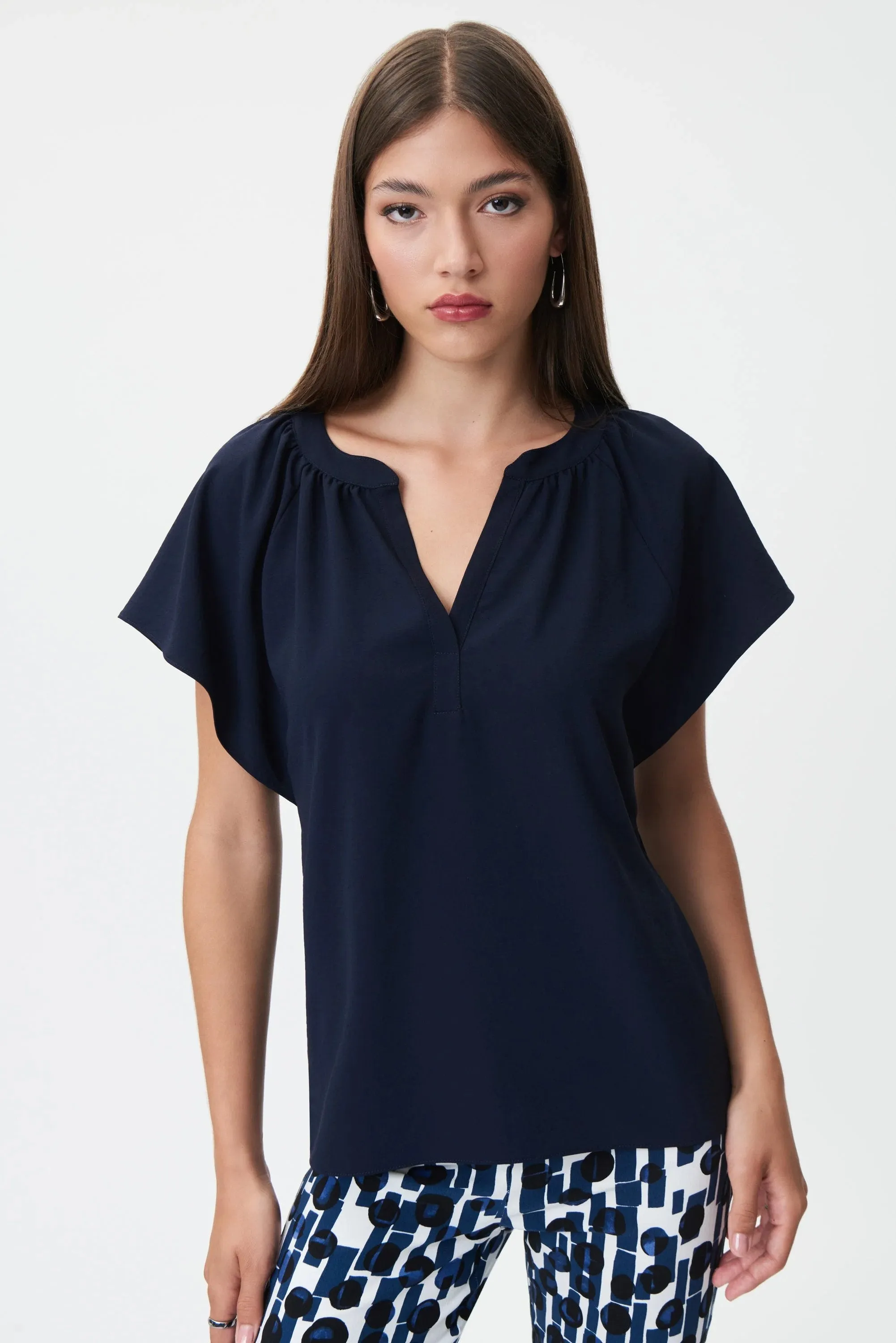 Flared Split Neck Top Style 232023