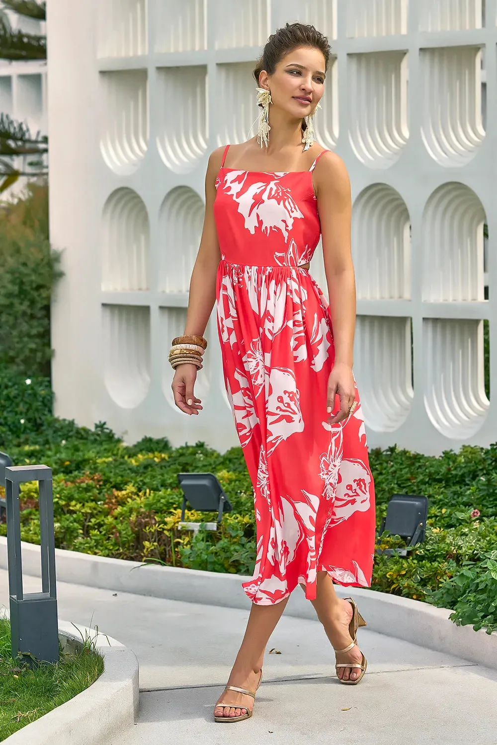 Floral beach resort wear dress for women-CL-SW-3091