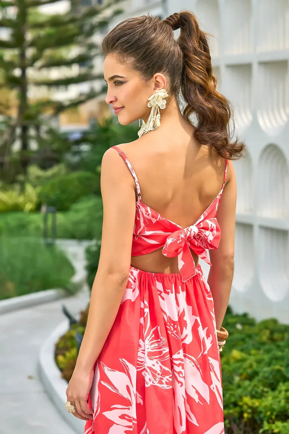 Floral beach resort wear dress for women-CL-SW-3091
