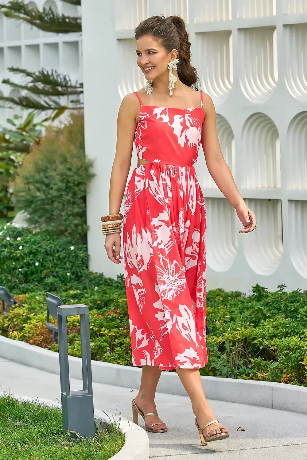 Floral beach resort wear dress for women-CL-SW-3091