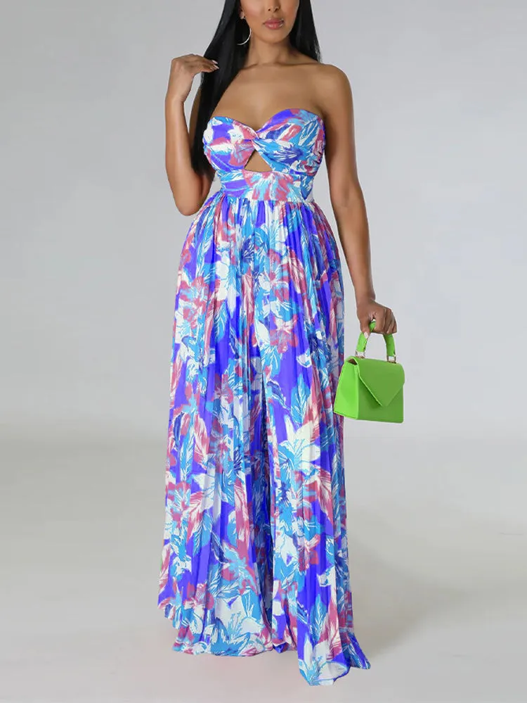 Floral Print Sleeveless Jumpsuit