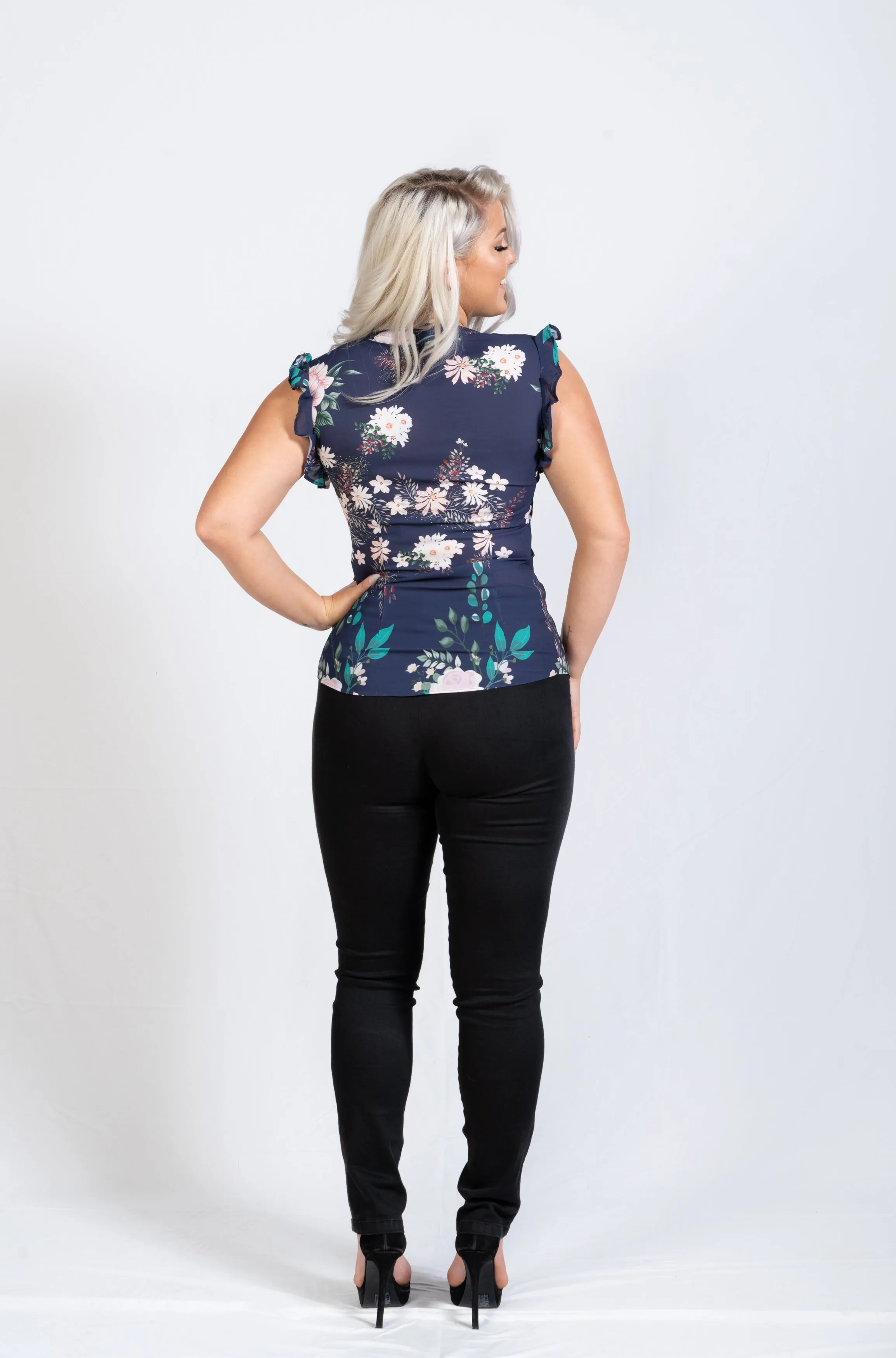 Floral Ruffle Sleeve Blouse