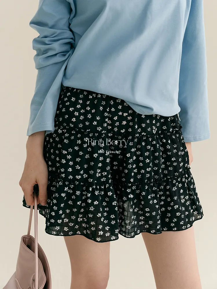 Floral Tiered Mini Chiffon Skirt