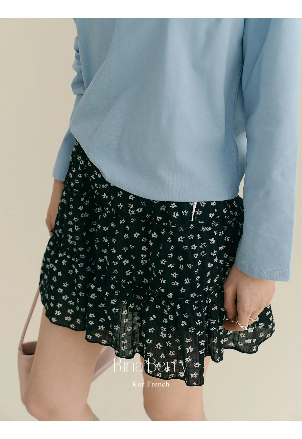 Floral Tiered Mini Chiffon Skirt