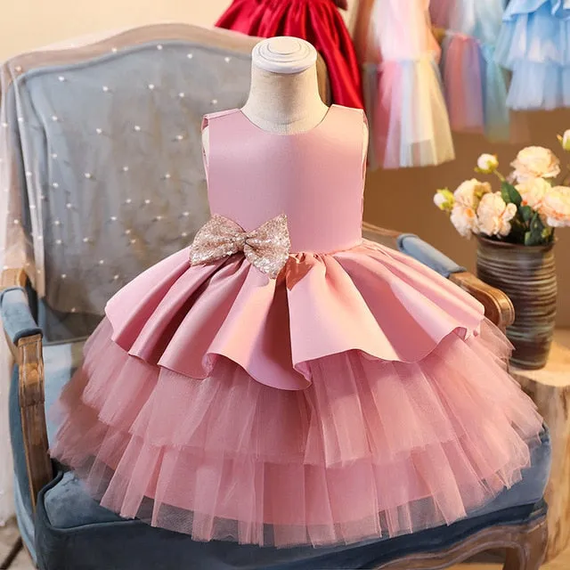 Flower Dress For Girls 1st Birthday Party Wedding Lace Tutu Girl Dress Baby Girl Princess Vestido Costume