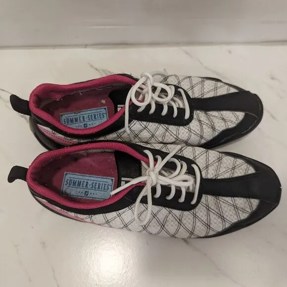 FootJoy Women's Summer Series Pink White Black Leather Upper Golf Shoes 7.5