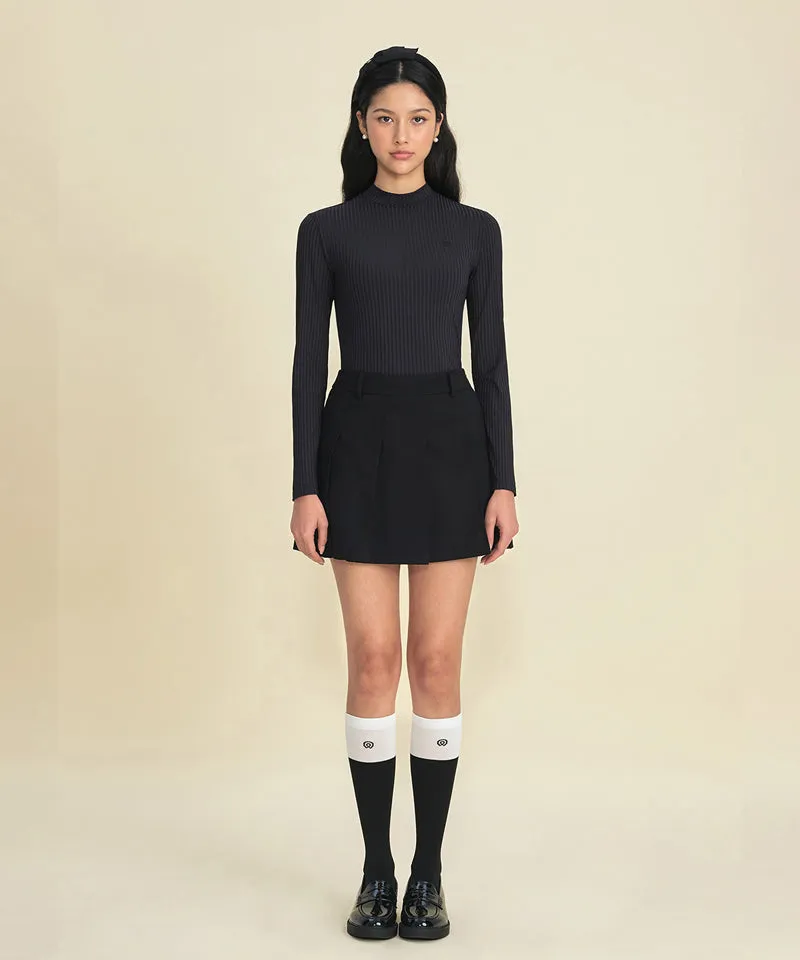 FORDI Ribbed Half Neck T-Shirt - Black