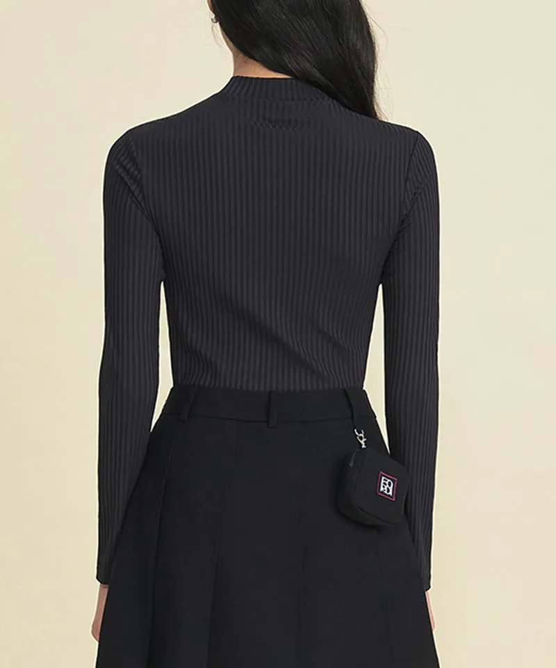 FORDI Ribbed Half Neck T-Shirt - Black