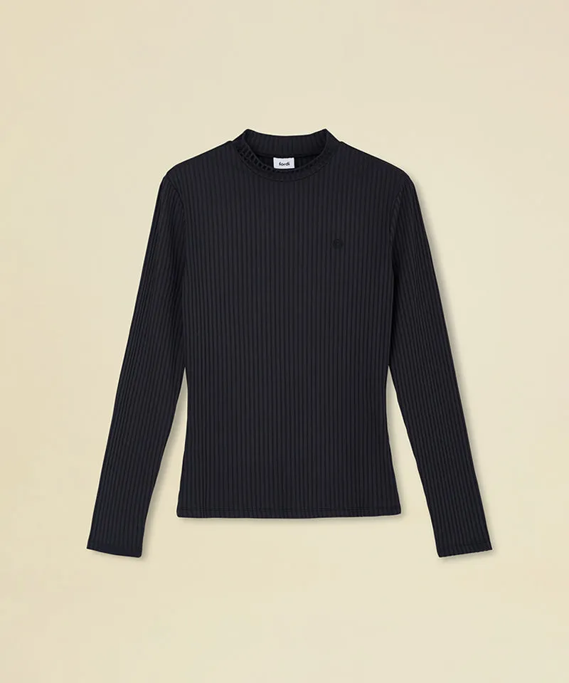 FORDI Ribbed Half Neck T-Shirt - Black