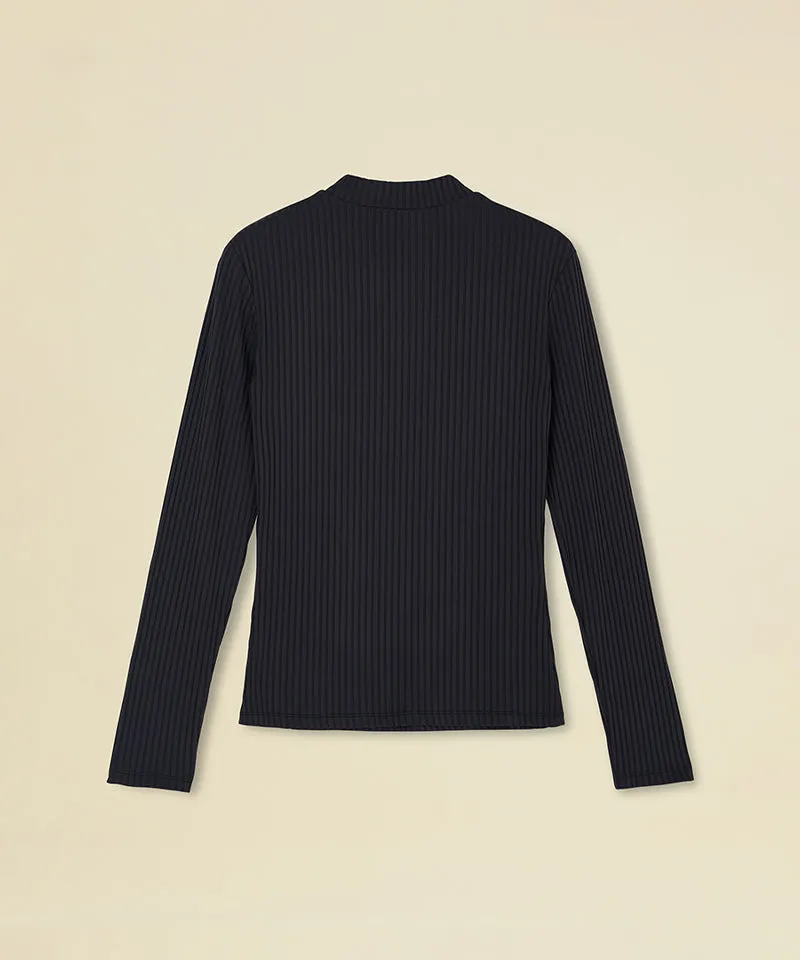 FORDI Ribbed Half Neck T-Shirt - Black