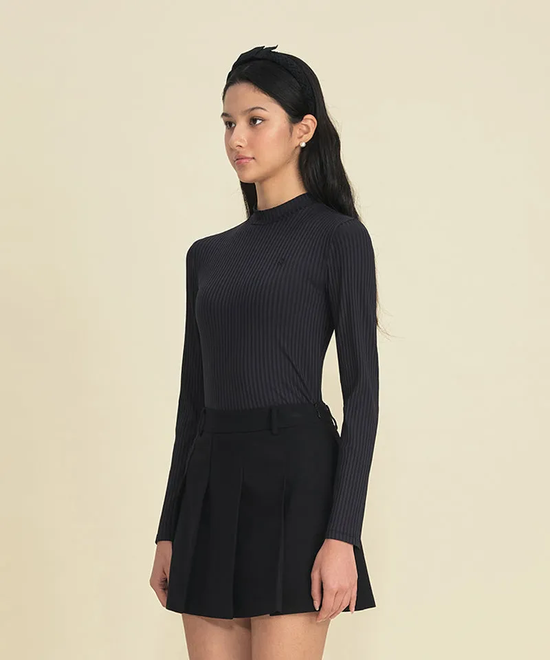 FORDI Ribbed Half Neck T-Shirt - Black