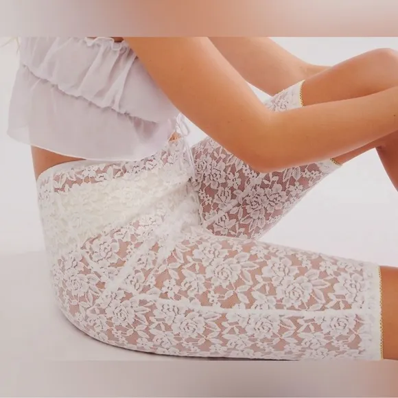 Free People All Day Lace Capris Ivory / White Medium