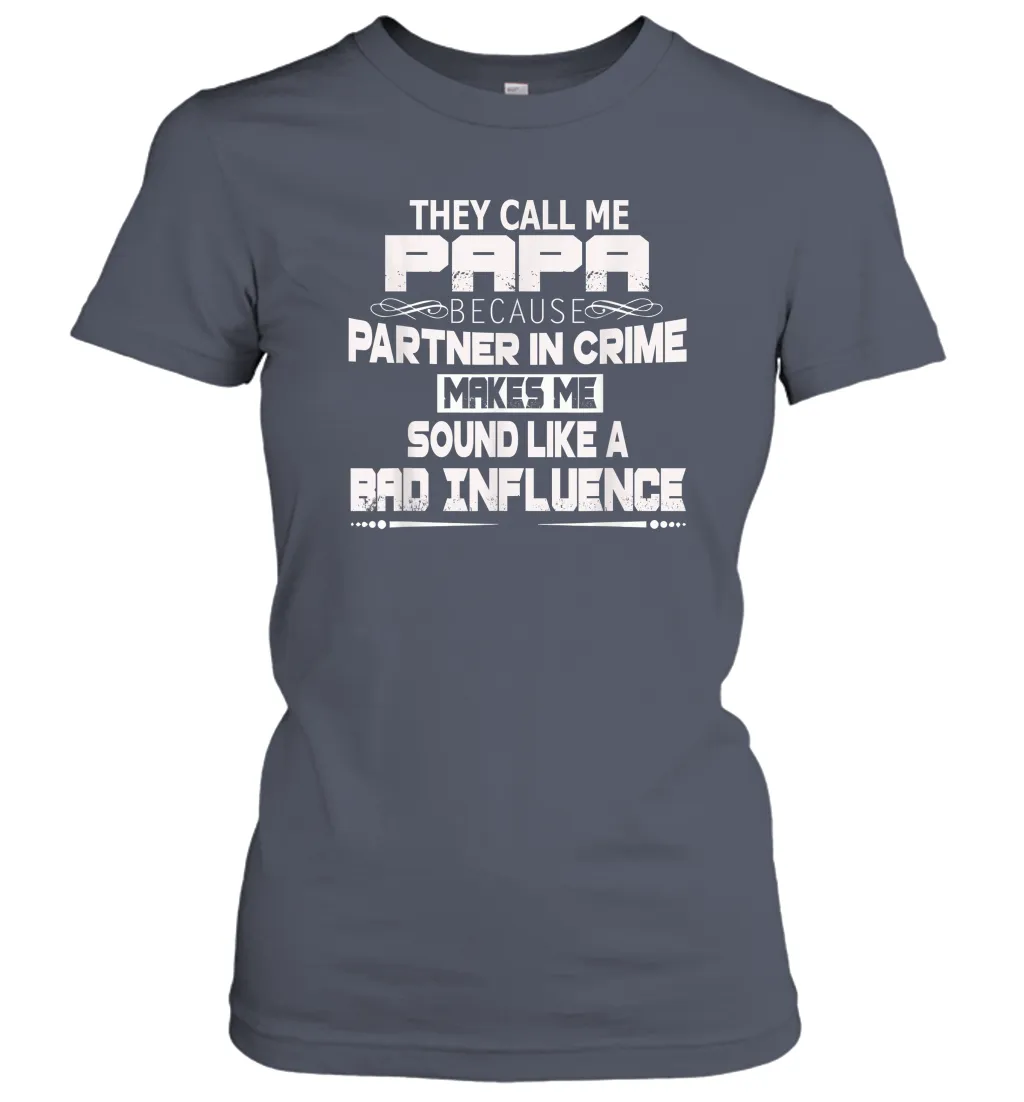 Funny Grandpa Gifts Shirts, Papa Partner In Crime Women Cotton T-Shirt
