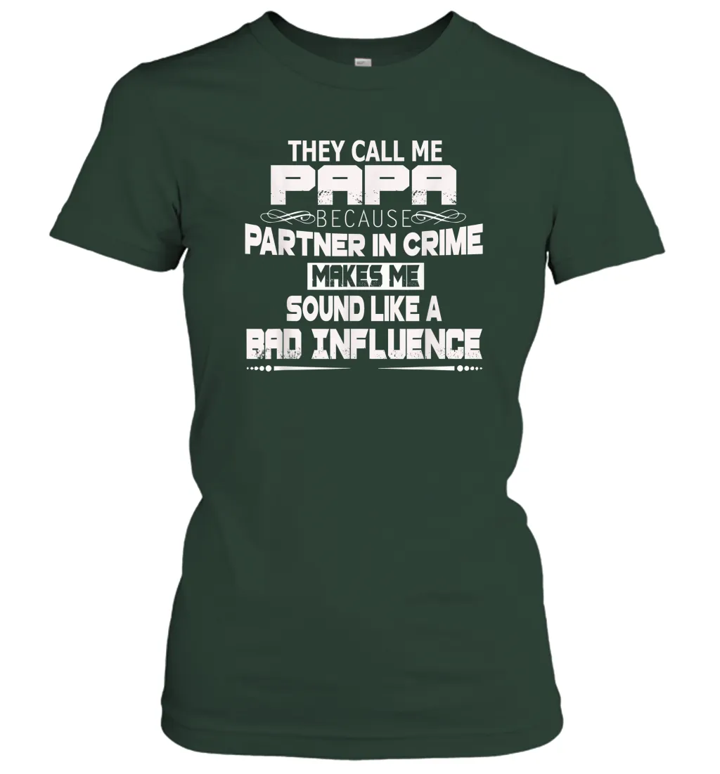 Funny Grandpa Gifts Shirts, Papa Partner In Crime Women Cotton T-Shirt