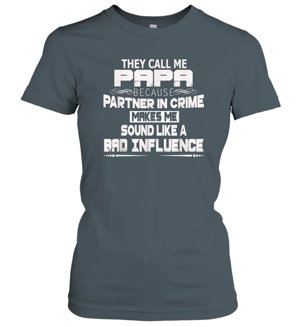 Funny Grandpa Gifts Shirts, Papa Partner In Crime Women Cotton T-Shirt