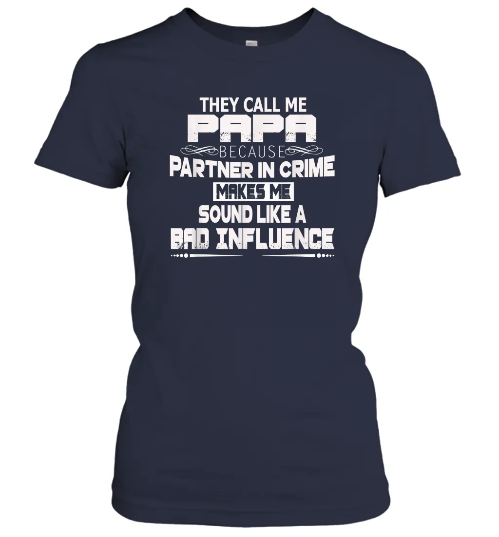 Funny Grandpa Gifts Shirts, Papa Partner In Crime Women Cotton T-Shirt