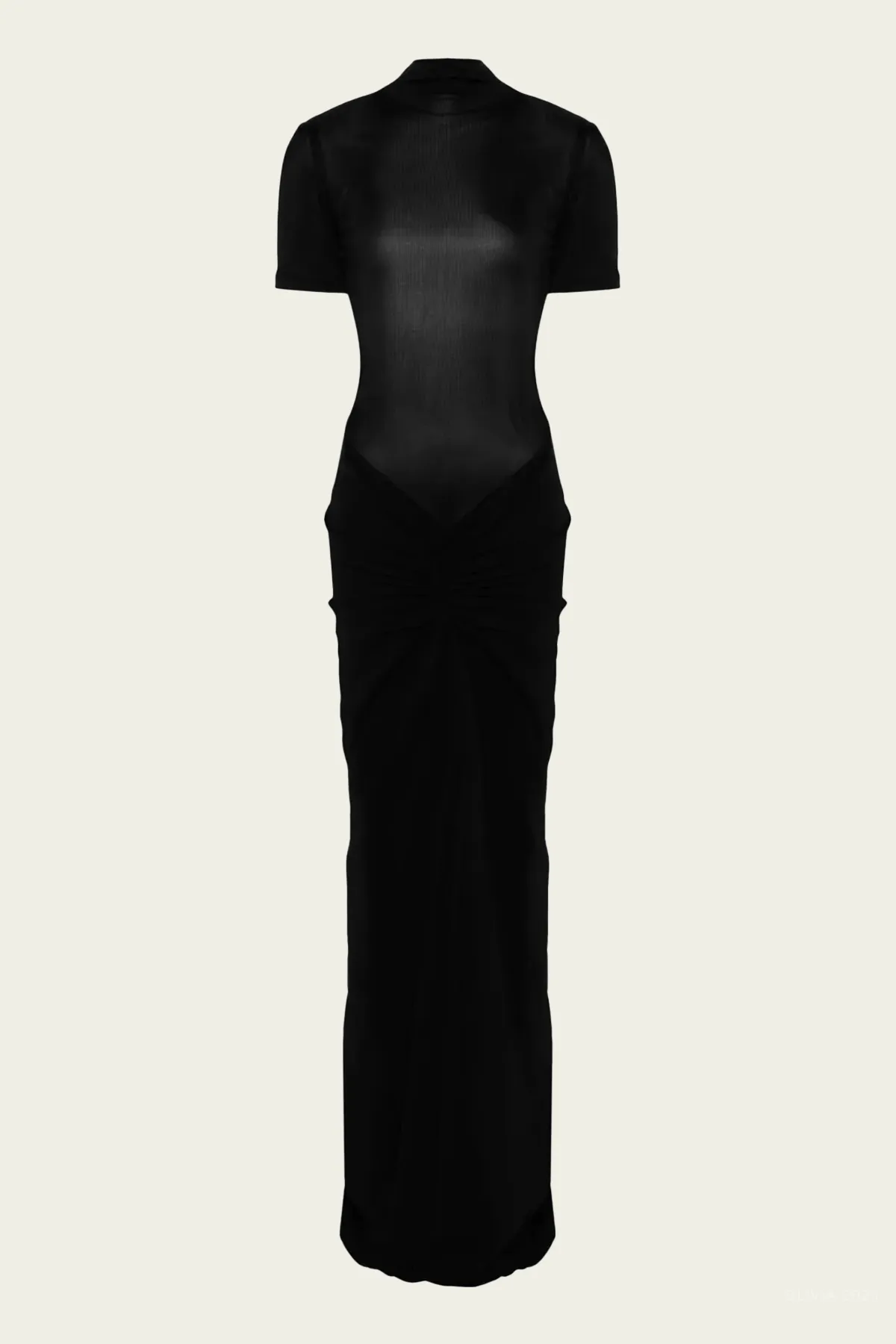Fusion Ruched Tee Gown in Black