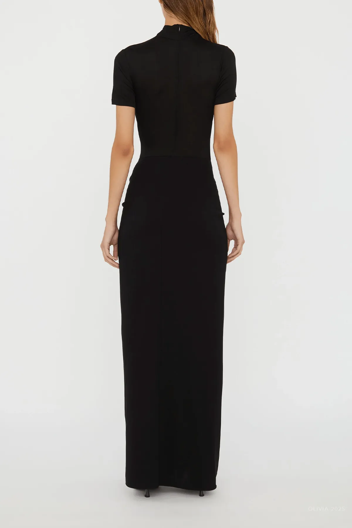 Fusion Ruched Tee Gown in Black
