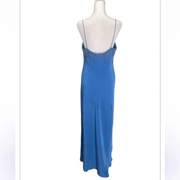 GILAR EVENING Blue Beaded Prom Slip Dress Size 8