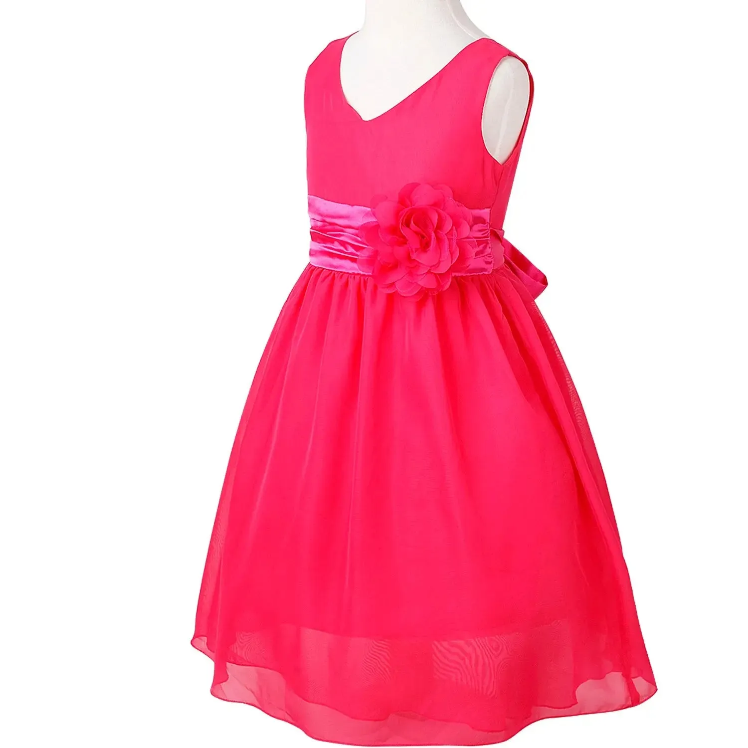 Girls Bridesmaid Dresses Teenage Birthday Party Tutu Sleeveless Dress Elegant Flower Princess Ball Gown for Kids Graduation Prom