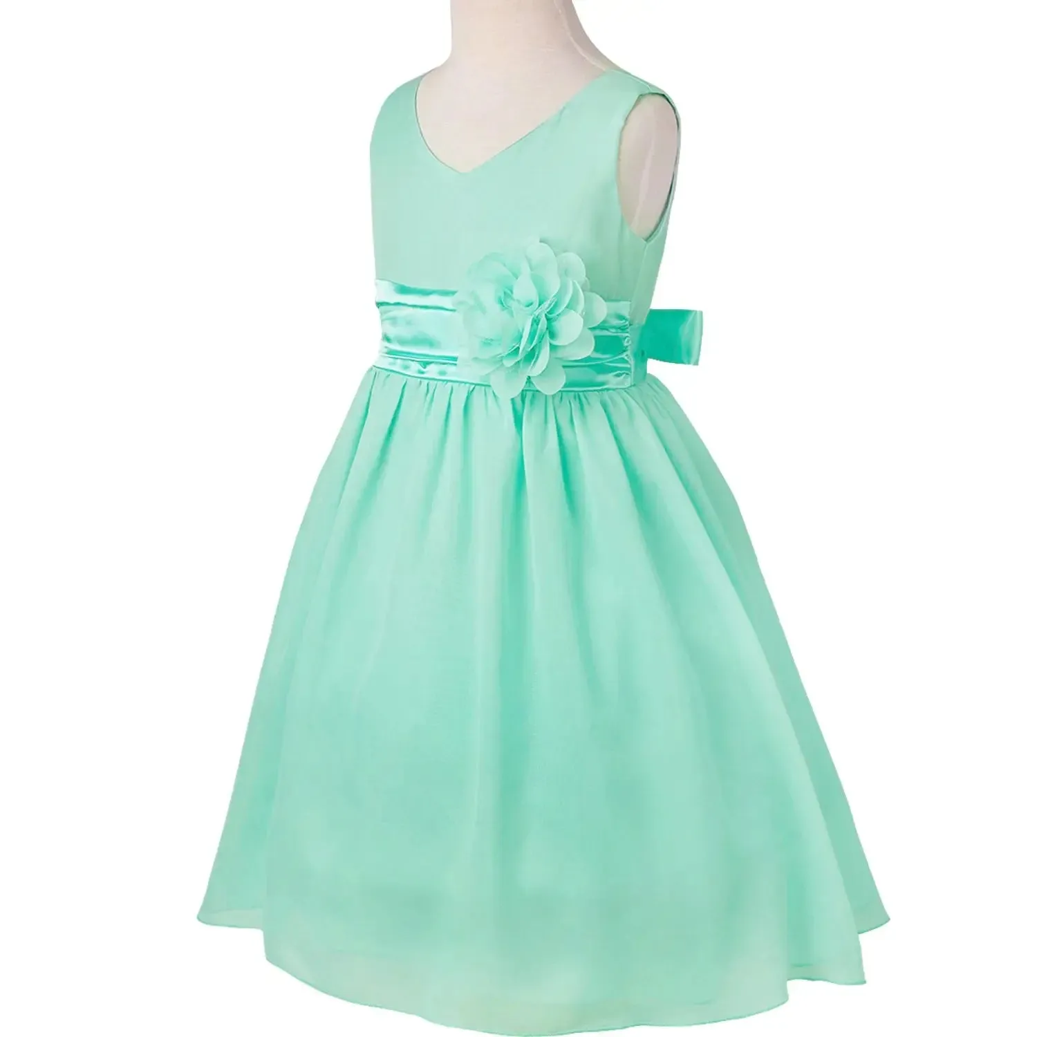 Girls Bridesmaid Dresses Teenage Birthday Party Tutu Sleeveless Dress Elegant Flower Princess Ball Gown for Kids Graduation Prom