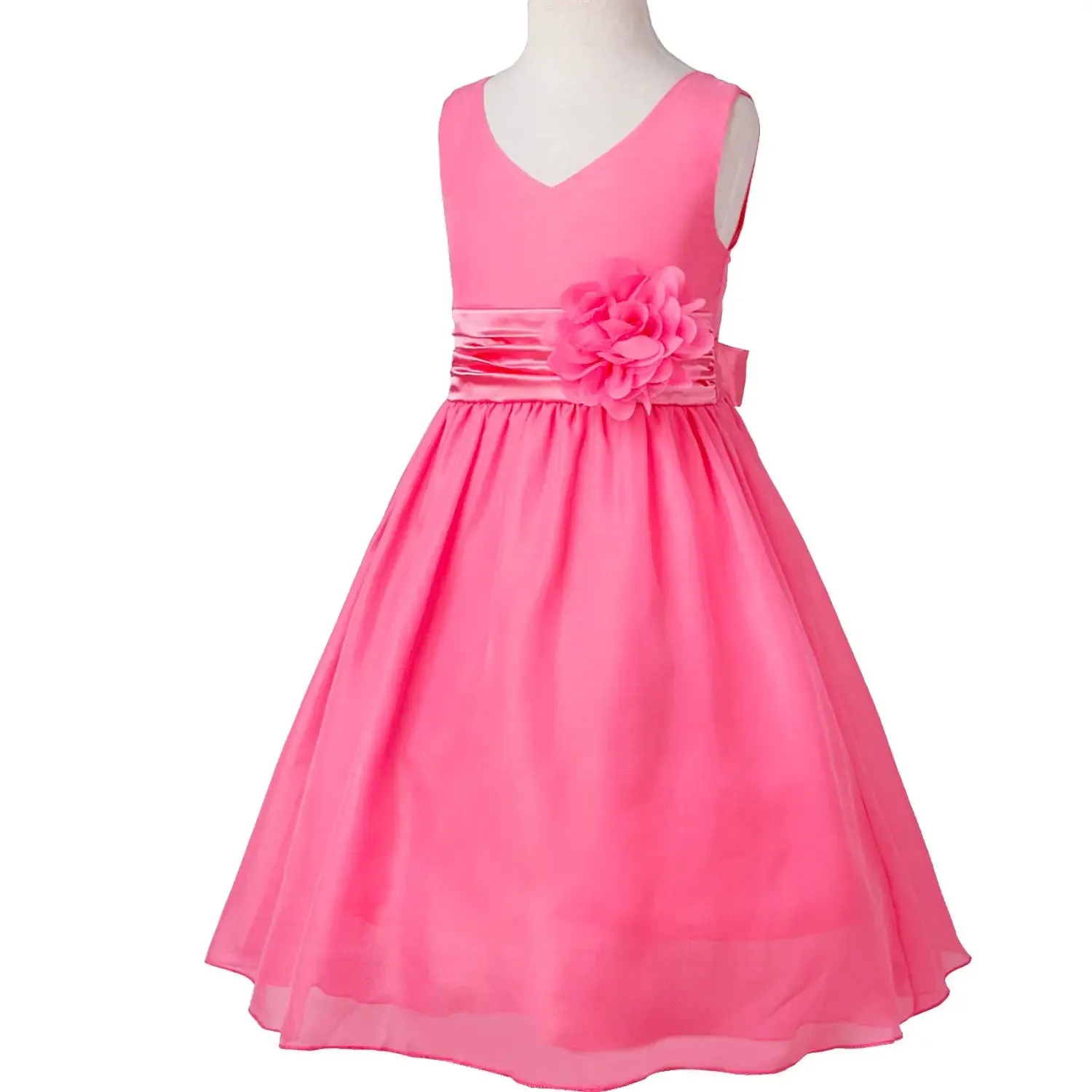 Girls Bridesmaid Dresses Teenage Birthday Party Tutu Sleeveless Dress Elegant Flower Princess Ball Gown for Kids Graduation Prom