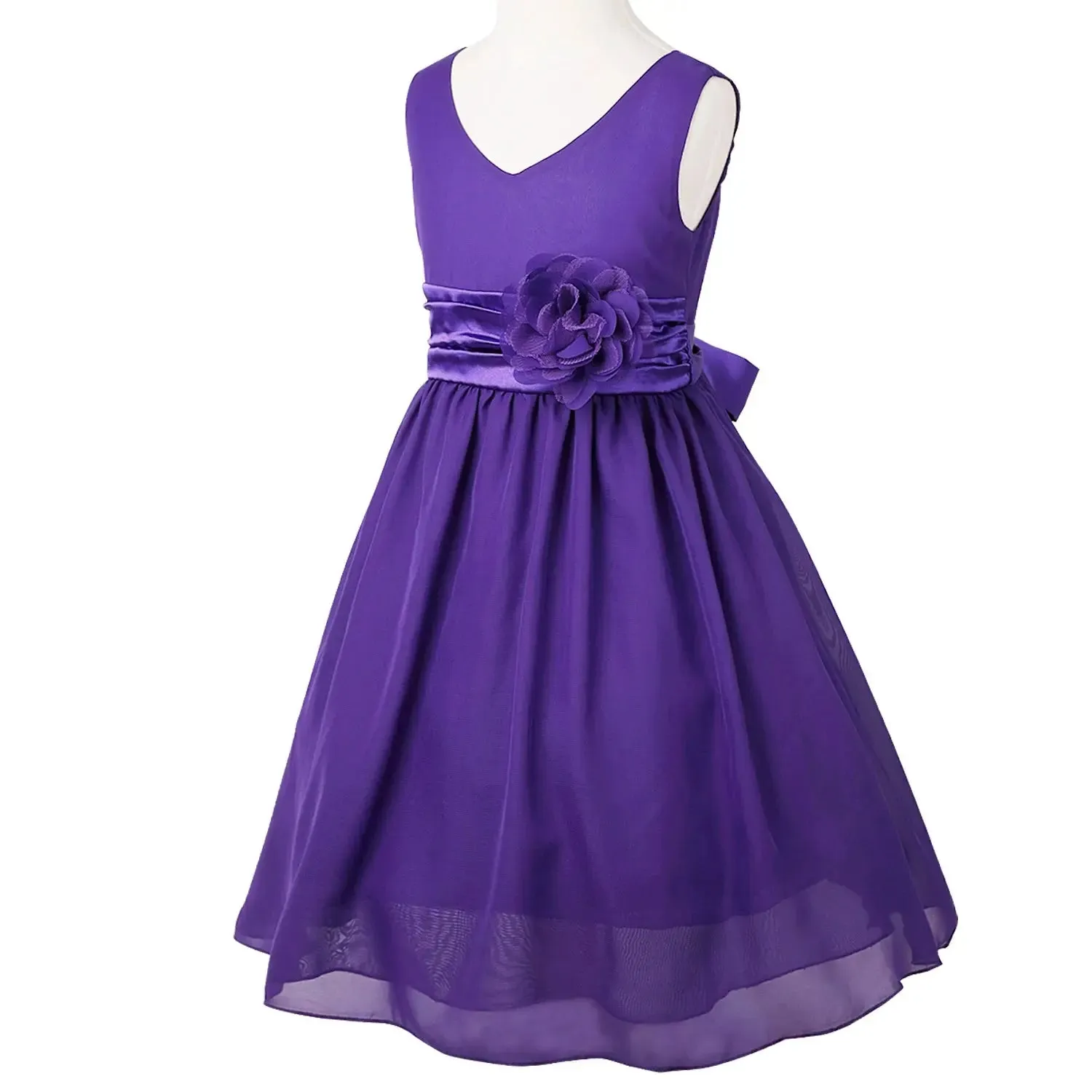 Girls Bridesmaid Dresses Teenage Birthday Party Tutu Sleeveless Dress Elegant Flower Princess Ball Gown for Kids Graduation Prom