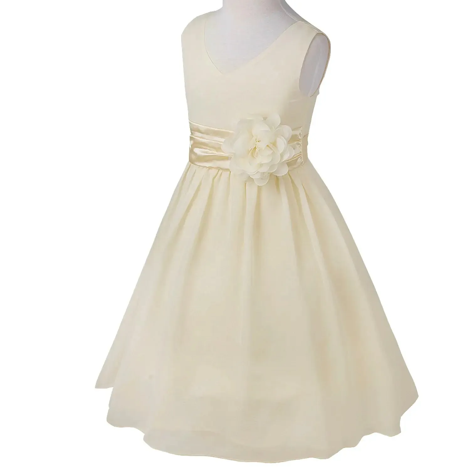 Girls Bridesmaid Dresses Teenage Birthday Party Tutu Sleeveless Dress Elegant Flower Princess Ball Gown for Kids Graduation Prom