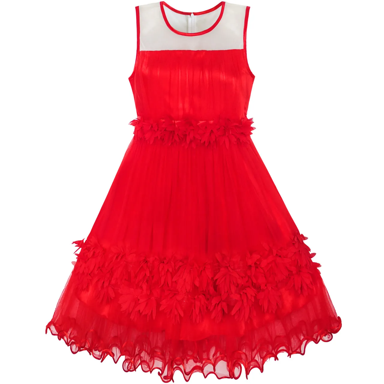 Girls Dress Dimensional Flower Birthday Wedding Dress Size 5-12 Years